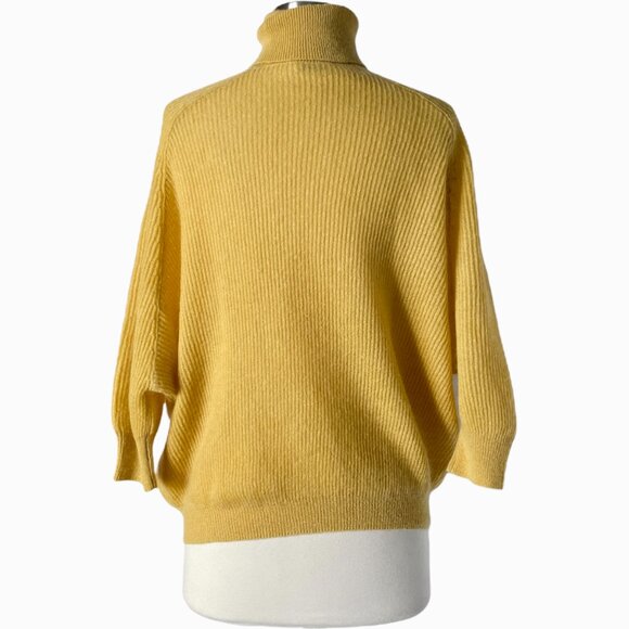 Brunello Cucinelli Yellow Knit Mohair Wool Turtleneck Sweater S Italy - Picture 3 of 8